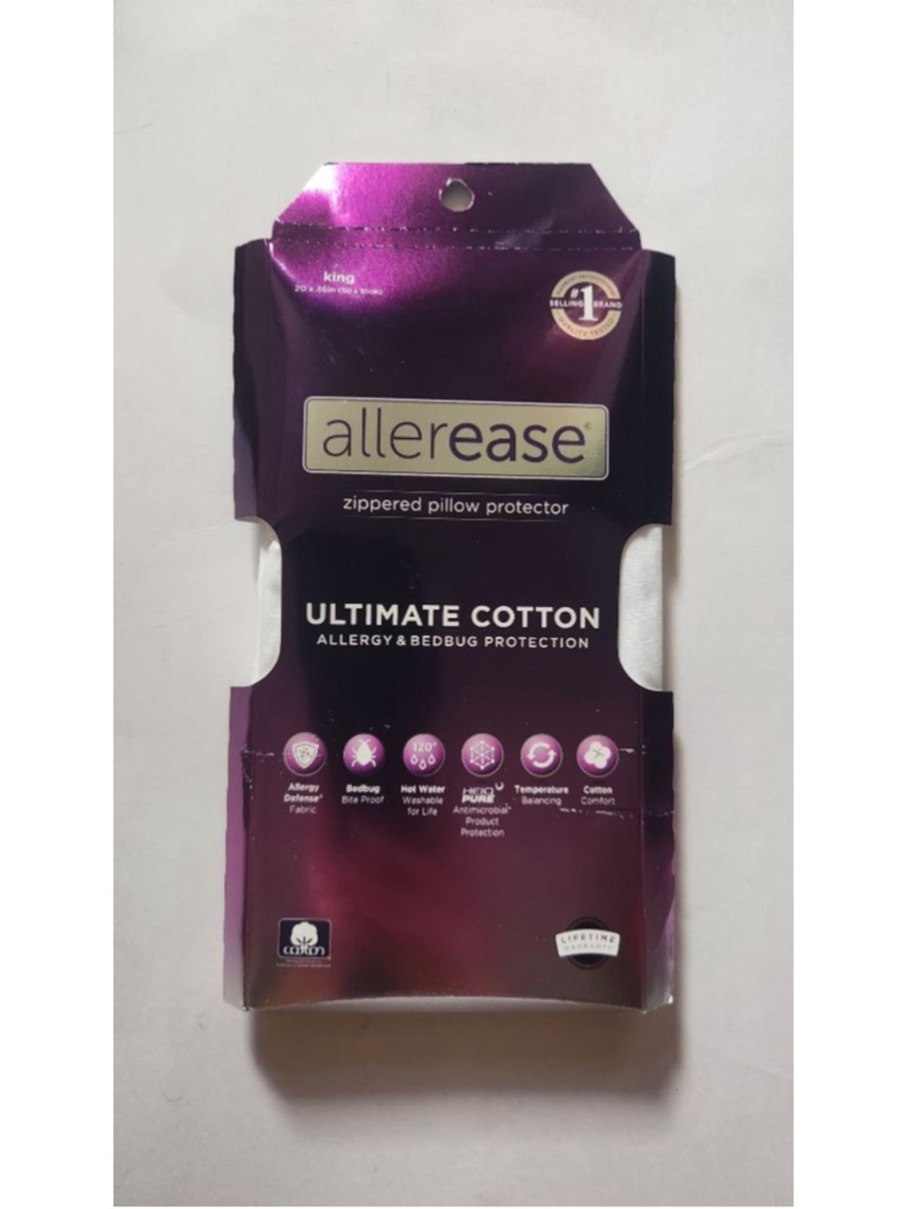 AllerEase Ultimate Cotton King Pillow Protector Zippered Allergy Bed Bug